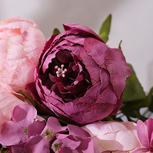 Duovlo Fake Flowers Vintage Artificial Peony Silk Flowers Wedding Home Decoration,Pack of 1 (New Sweetened Bean) - Image 5