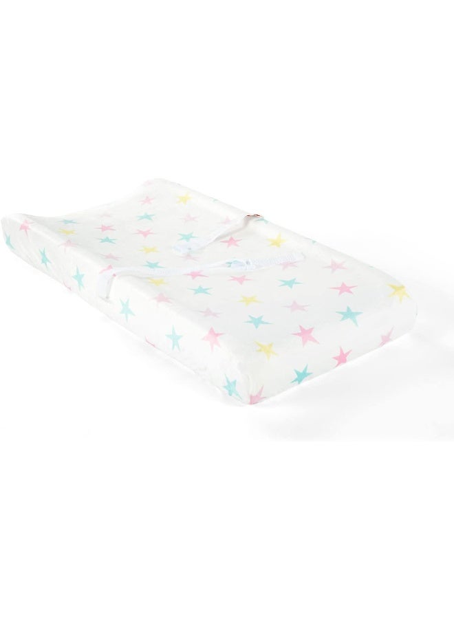 Lush Decor Lush Decor Rainbow Allover Stars Soft & Plush Changing Pad Cover, 32" x 16", Multi  - Image 1