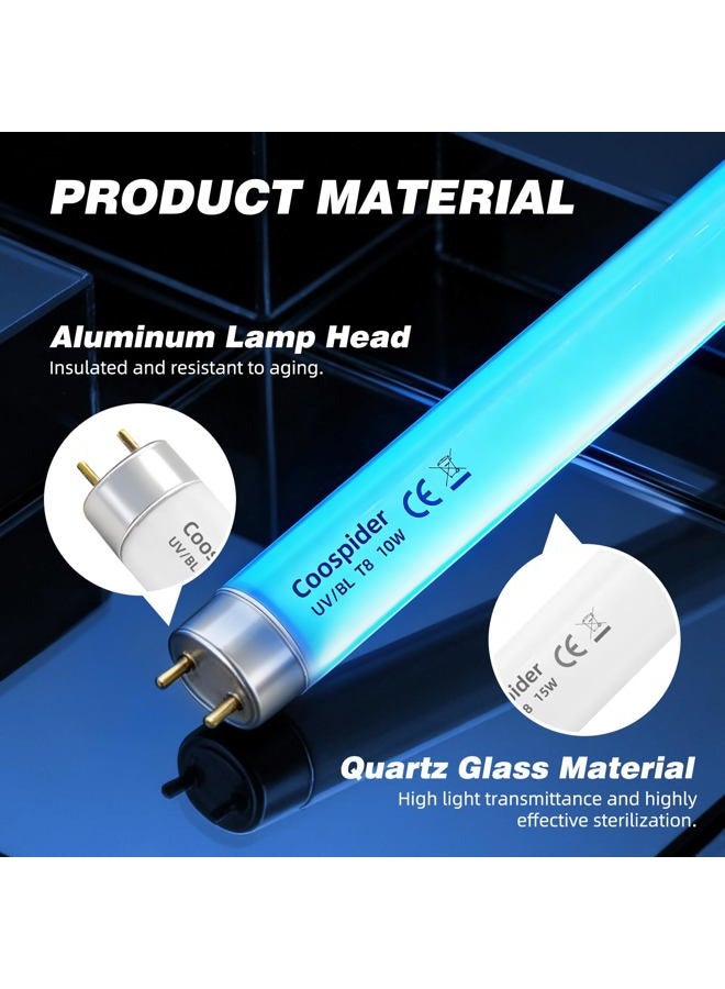 COOSPIDER 2-Pack T8 F10 U/V BL 10W Replacement Light Bulb CFL Fluorescent Straight Tube 13 Inch - Image 3