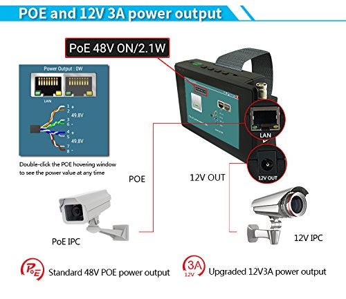 EVERSECU 5 in 1 CCTV Tester Support Up to 4K IP Camera & 720P/1080P/3mp/4mp/5 Megapixel AHD, TVI, CVI & CVBS Analog Camera, 4" Touch Screen Security Video Monitor, POE Out, IP Scan, UTP Cable Test - Image 4