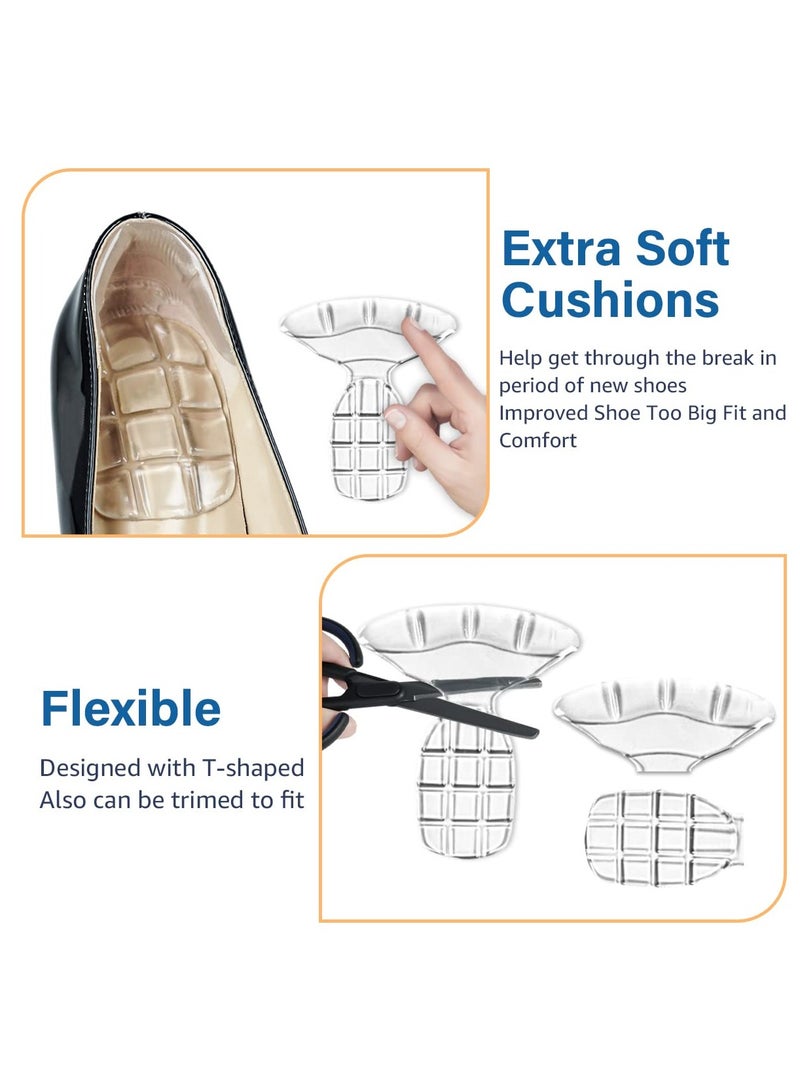 SOLARAE Heel Grips for Loose Shoes, Shock Absorbing Gel Heel Pads, Prevent Blister and Slip, Heel Protector Shoe Inserts for Women Heels Improved Shoe Too Big Fit and Comfort (Clear+Beige) - Image 3