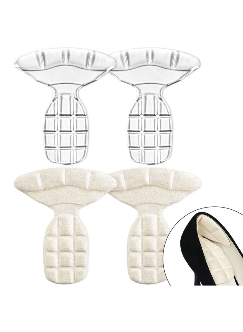 SOLARAE Heel Grips for Loose Shoes, Shock Absorbing Gel Heel Pads, Prevent Blister and Slip, Heel Protector Shoe Inserts for Women Heels Improved Shoe Too Big Fit and Comfort (Clear+Beige) - Image 1
