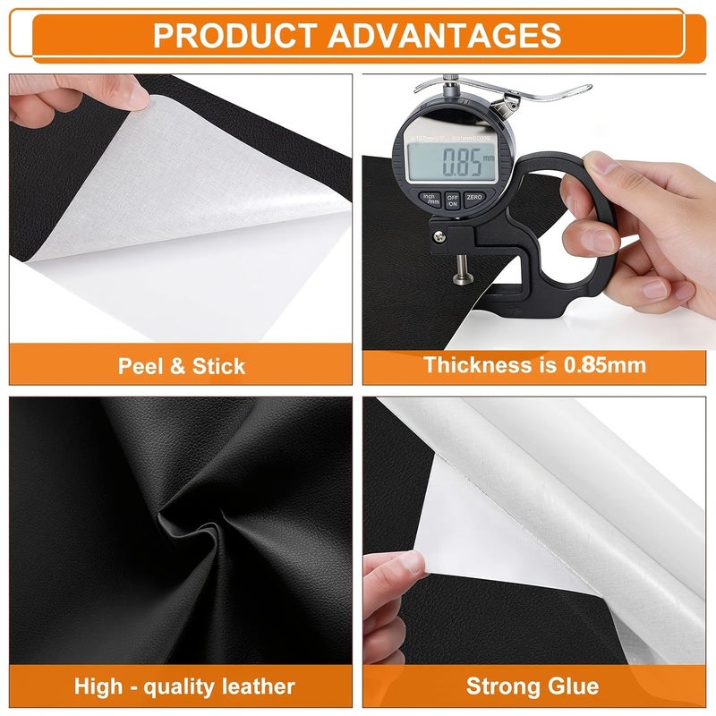 Beige Self Adhesive Leather Repair Patch 5.91x46 Inches Faux Leather Tape Kit for Sofa Car Seat Chair - Image 3