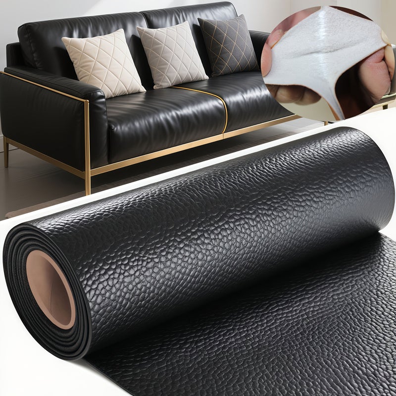 Beige Self Adhesive Leather Repair Patch 5.91x46 Inches Faux Leather Tape Kit for Sofa Car Seat Chair - Image 1