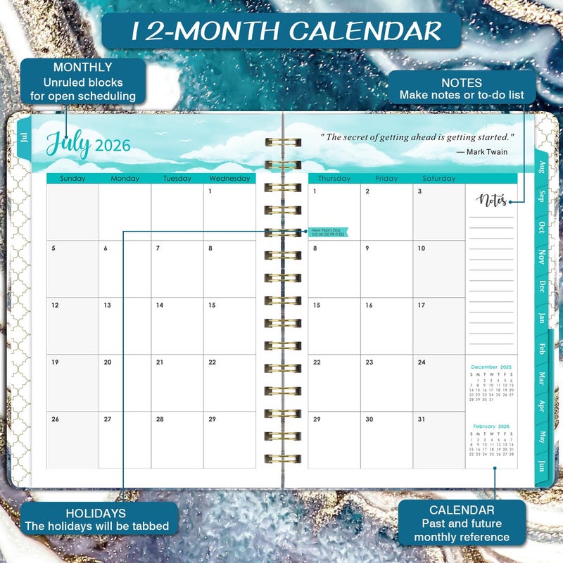 Coboll Planner 2026-2027 - 2026-2027 Planner Weekly and Monthly from Jul. 2026 to Jun. 2027, Academic Planners with Inner Pocket, Colorful Tabs, 6.4'' x 8.5'' - Image 3