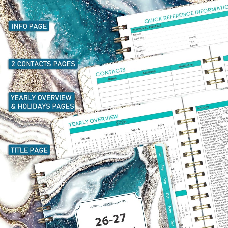 Coboll Planner 2026-2027 - 2026-2027 Planner Weekly and Monthly from Jul. 2026 to Jun. 2027, Academic Planners with Inner Pocket, Colorful Tabs, 6.4'' x 8.5'' - Image 5