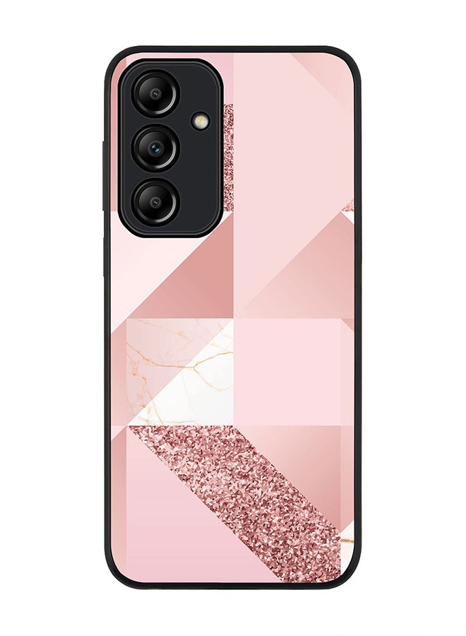 Stylizedd Rugged Black Edge Case for Samsung Galaxy A35, Slim fit Case Flexible Anti Drop TPU Gel Thin Cover -  Marble Pink Geometric - Image 1