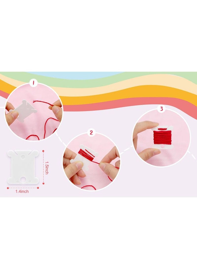 Excefore 120 Pcs Plastic Floss Bobbins For Cross Cotton Thread Craft DIY Sewing Storage Thread Organizer Holder Embroidery Thread Cards Cross Stitch Bobbin  - Image 4