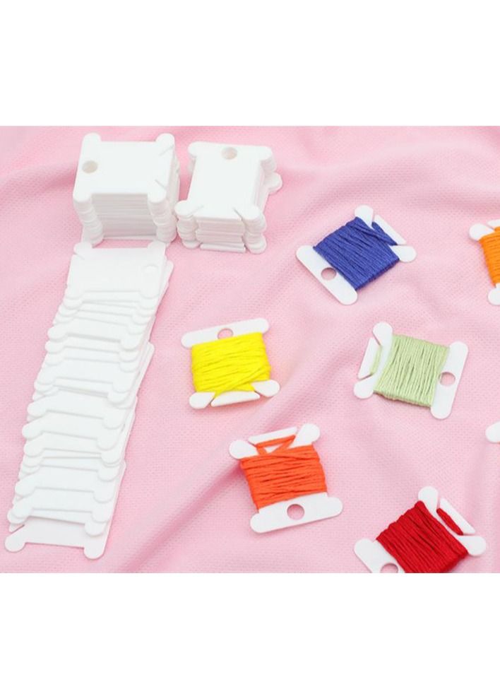 Excefore 120 Pcs Plastic Floss Bobbins For Cross Cotton Thread Craft DIY Sewing Storage Thread Organizer Holder Embroidery Thread Cards Cross Stitch Bobbin  - Image 3
