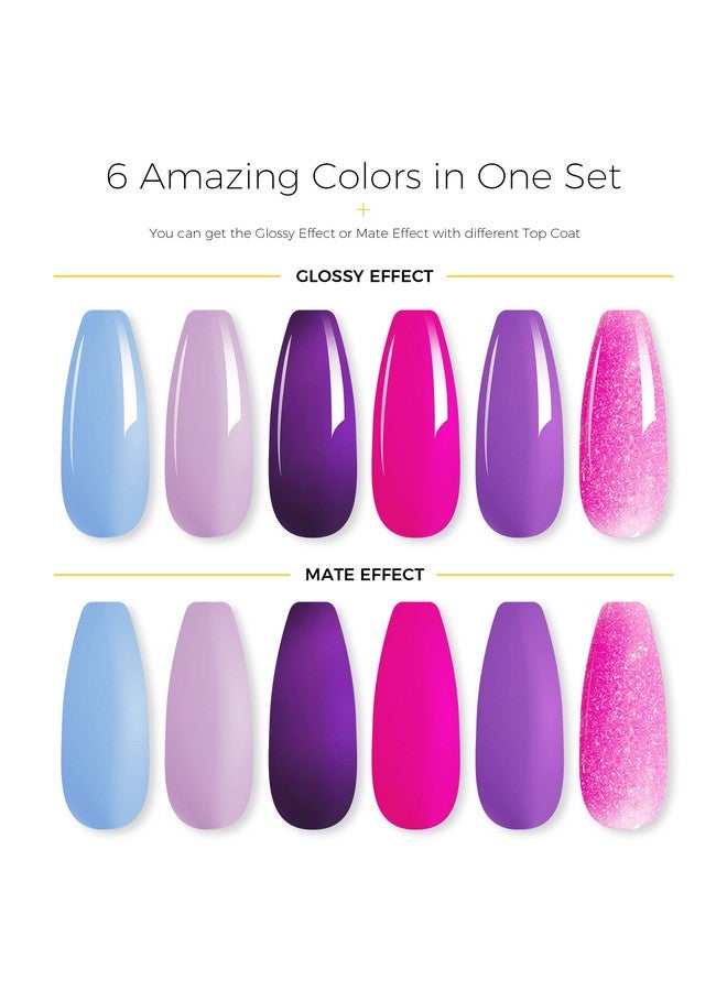 BURANO Poly Extension Gel Nail Kit 6 Colors Nail Poly Nails Builder Gel Set For Beginner & Professional Using Poly Nail Gel Kits Diy Starter Kit Nail Art Gift (Purple) - Image 4