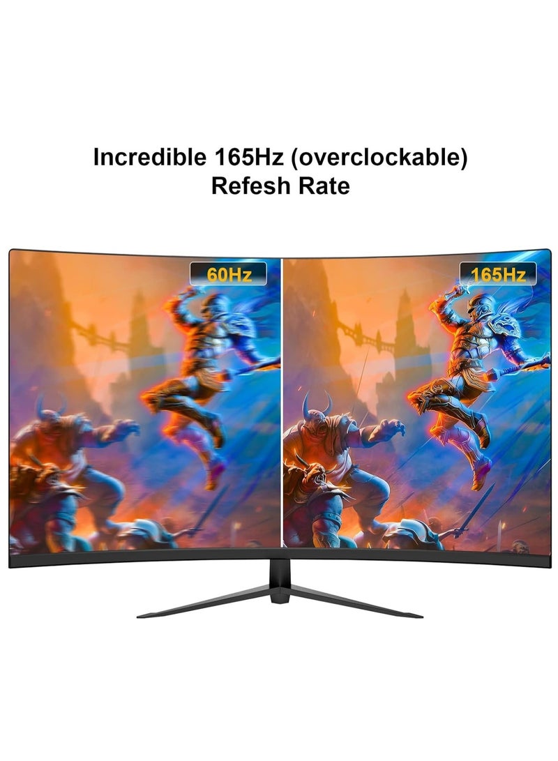 Ahuamty 27 inch Curved Gaming Monitor QHD 165hz Computer Monitors 2K(2560 * 1440)  1800R Display Screen Ultra-Thin Frameless 100% sRGB Suitable for games and office  - Image 4