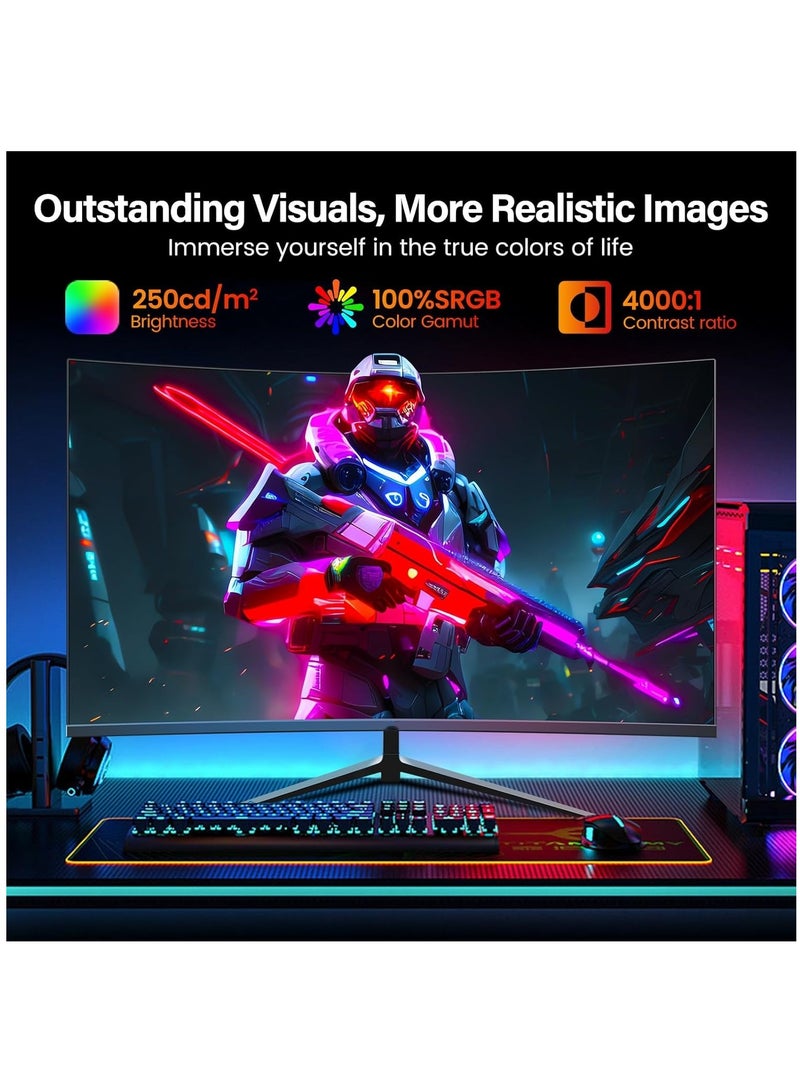 Ahuamty 27 inch Curved Gaming Monitor QHD 165hz Computer Monitors 2K(2560 * 1440)  1800R Display Screen Ultra-Thin Frameless 100% sRGB Suitable for games and office  - Image 2