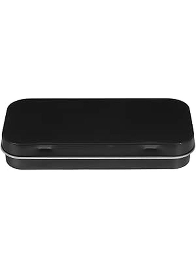 Hinged Tin Storage Box with Lid Mini Portable Metal Container for Jewelry Crafts Black - Image 1