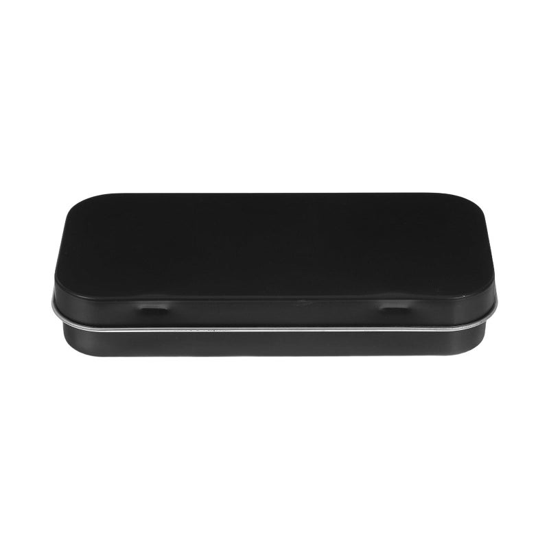 Hinged Tin Storage Box with Lid Mini Portable Metal Container for Jewelry Crafts Black - Image 2