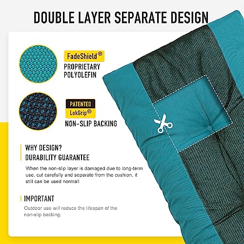 SUNROX LokGrip Non Slip Tufted Memory Foam Bench Cushion, FadeShield Water Resistant Durable Thicken Outdoor/Indoor Bench Seat Pads 48x16x4 inch, Turquoise - Image 5