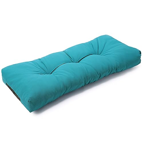 SUNROX LokGrip Non Slip Tufted Memory Foam Bench Cushion, FadeShield Water Resistant Durable Thicken Outdoor/Indoor Bench Seat Pads 48x16x4 inch, Turquoise - Image 1
