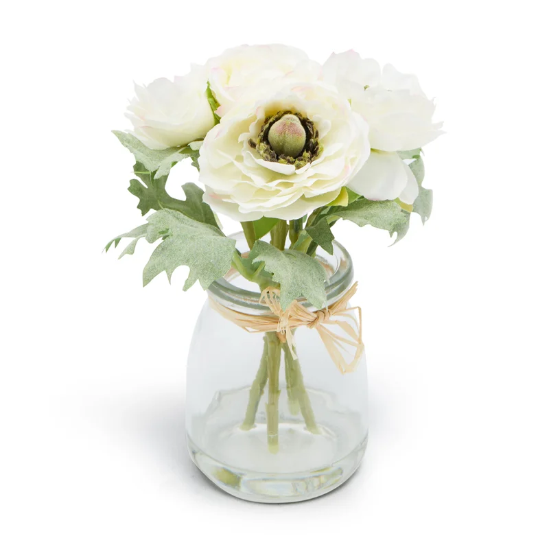 يسكن Dwell Lg Aria Ranunculus Pudding Vase (Height 16Cm, Off White)