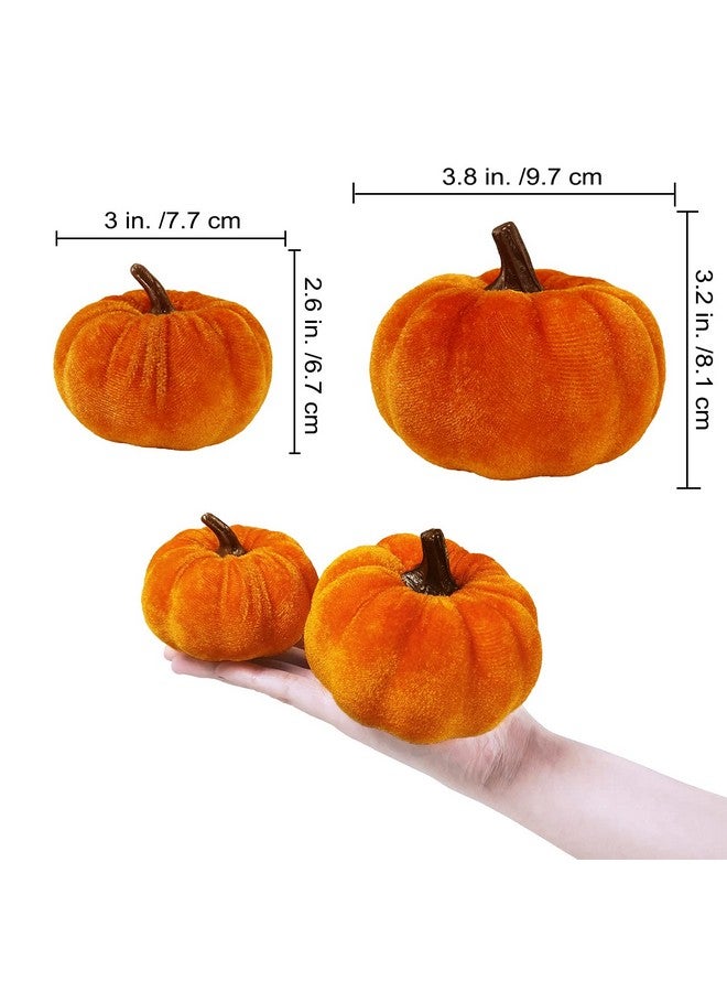 Winlyn Set of 16 Assorted Faux Small Rustic Harvest Decorative Pumpkins Velvet Fabric Foam Pumpkins in Rust Orange White for Farmhouse Fall Wedding Thanksgiving Centerpiece Table Mantel Décor - Image 3