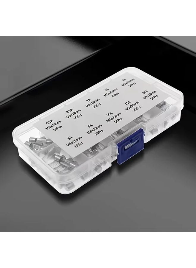 100pcs 5x20mm Glass Fuse Kit 0 2A To 20A Amp With Metal Storage Box Circuit Protection - Image 5