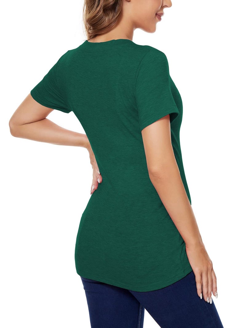 Liu & Qu Women's Maternity Nursing Tops, Layered Wrap for Breastfeeding, V-Neck Short Sleeve Tee Shirts 3 Packs - Image 5