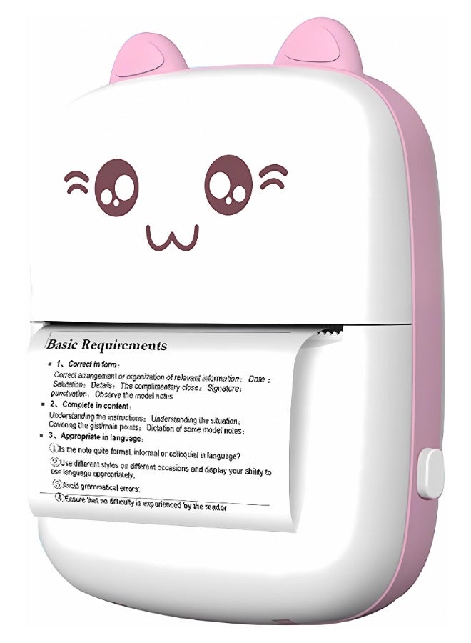 Mini Bluetooth Thermal Printer - Portable Sticker & Label Printer for iOS/Android | Inkless, USB Rechargeable - Pink  - Image 1