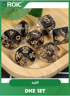 GROIC 7Pcs Polyhedral Dice Set, DND Dice Kit for Table Board Roll Playing Games Dungeons and Dragons RPG MTG Role Playing Table Games (Transparent + Black Cloud)  - Image 2