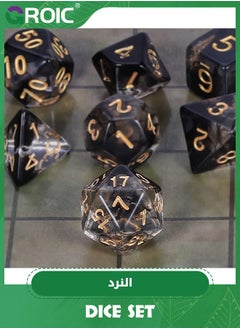 GROIC 7Pcs Polyhedral Dice Set, DND Dice Kit for Table Board Roll Playing Games Dungeons and Dragons RPG MTG Role Playing Table Games (Transparent + Black Cloud)  - Image 5