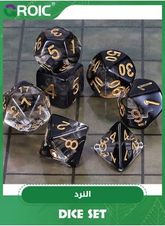 GROIC 7Pcs Polyhedral Dice Set, DND Dice Kit for Table Board Roll Playing Games Dungeons and Dragons RPG MTG Role Playing Table Games (Transparent + Black Cloud)  - Image 3