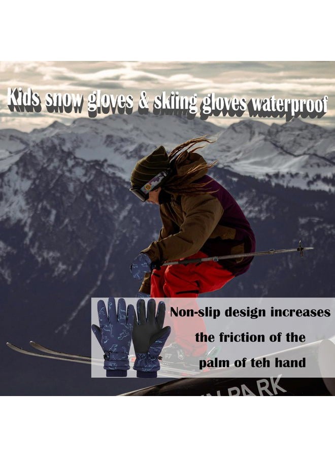 LPMOERA Kids Gloves Winter Toddler Snow Waterproof Gloves for Boys Girls Ski Gloves Toddler Mittens Windproof Black Dinosaur S (4-6T) - Image 5