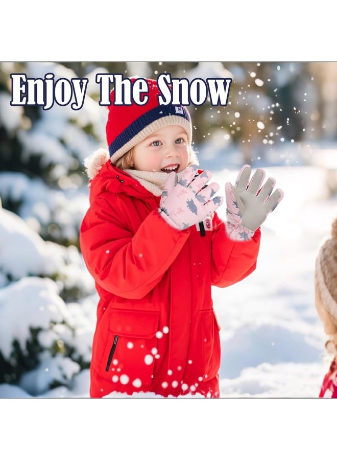 LPMOERA Kids Gloves Winter Toddler Snow Waterproof Gloves for Boys Girls Ski Gloves Toddler Mittens Windproof Black Dinosaur S (4-6T) - Image 3