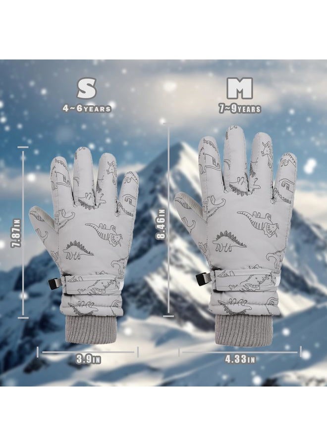 LPMOERA Kids Gloves Winter Toddler Snow Waterproof Gloves for Boys Girls Ski Gloves Toddler Mittens Windproof Black Dinosaur S (4-6T) - Image 4