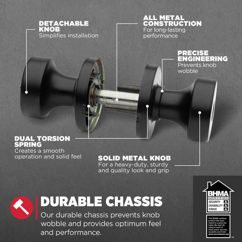 Kwikset Pismo Entry Door Knob With Lock And Key  Secure Keyed Handle Exterior  Front Entrance And Bedroom  Matte Black  4 Pack  Pick Resistant Smartkey Rekey Security And Microban - Image 3