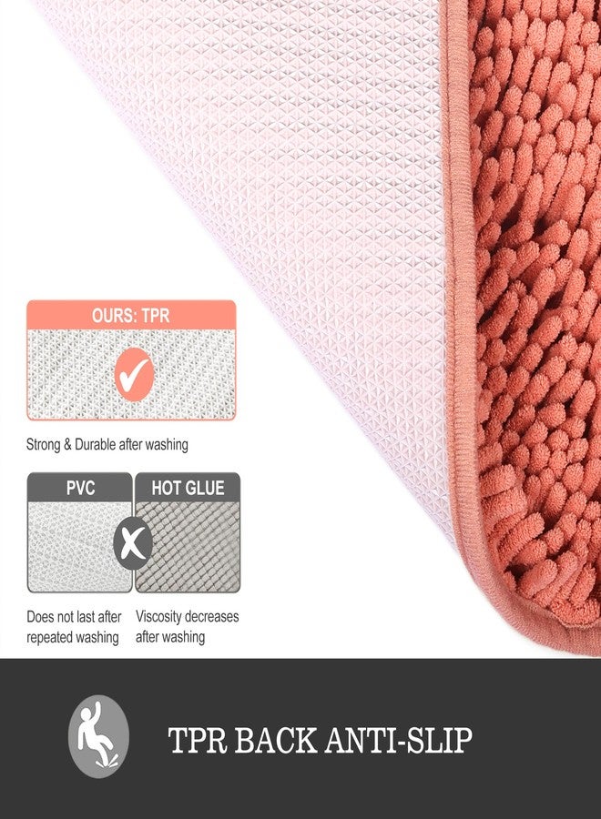 Yeaban Bathroom Rugs Sets 2 Piece - Thick Chenille Bath Mats | Absorbent and Washable Bath Rug Non-Slip, Plush Rugs for Bathroom, Shower, Sink(Coral, 20"x32" and 24"x36") - Image 4