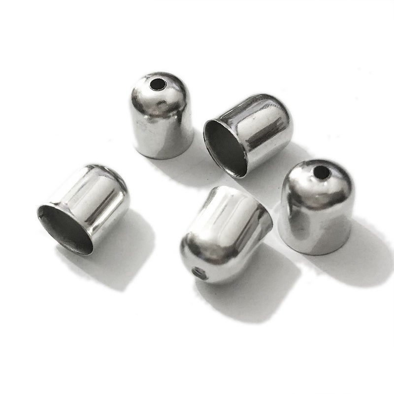 50pcs Tassel Caps Charms Crimps End Beads Caps Leather Cords Buckle Tip 12x12mm Rhodium Plated