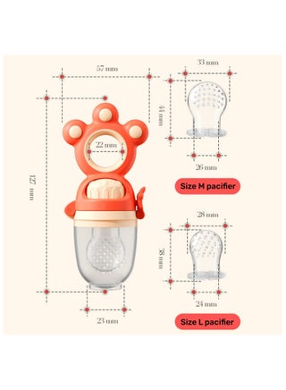 3-in-1 Baby Food Feeder Pacifier, Toddler Pacifier, Silicone Baby Fruit Pacifier,Baby Fruit Pacifier Set Include One Pacifier with 2 Extra M and L Nipples (Mixed Colours) - view 2