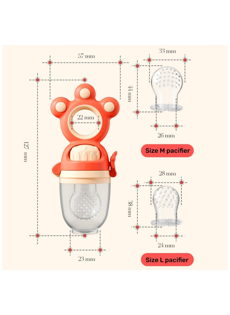Mr. Penda - 3-in-1 Baby Food Feeder Pacifier, Toddler Pacifier, Silicone Baby Fruit Pacifier,Baby Fruit Pacifier Set Include One Pacifier with 2 Extra M and L Nipples (Mixed Colours) - Image 1