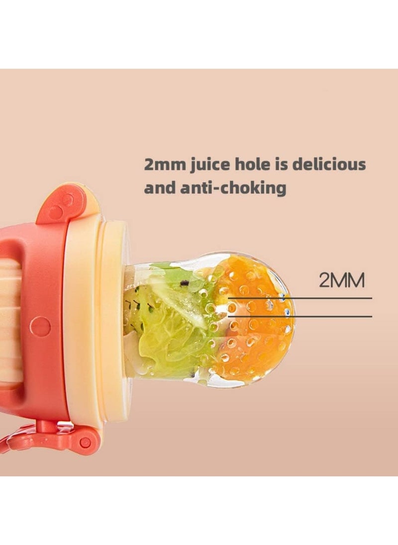 Mr. Penda - 3-in-1 Baby Food Feeder Pacifier, Toddler Pacifier, Silicone Baby Fruit Pacifier,Baby Fruit Pacifier Set Include One Pacifier with 2 Extra M and L Nipples (Mixed Colours) - Image 1