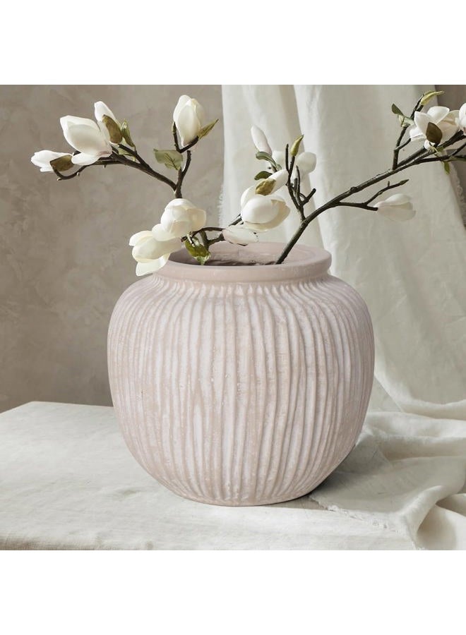 Oakrain Large Rustic Minimalist Vase, 9" Distressed Round Floor Vase for Home Decor, Farmhouse Centerpieces Planters for Living Room Indoor Outdoor Use, Vintage White - Image 2