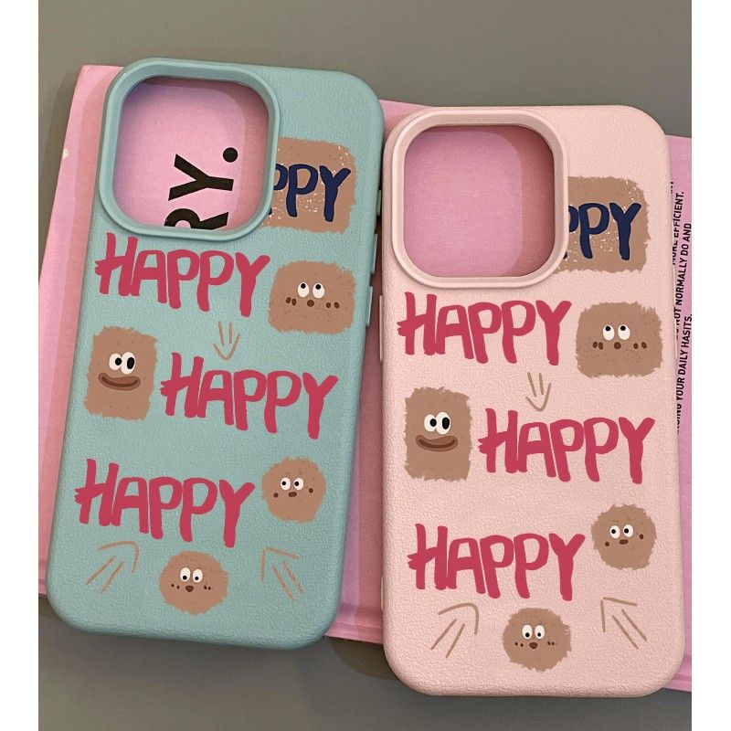 Litchi Pattern Happy Cookie for Apple 15Pro Phone Case iPhone13/14Pro Max Drop-resistant 12 Women - Image 2