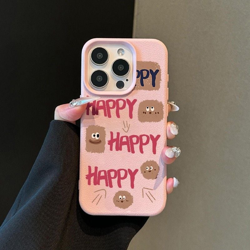 Litchi Pattern Happy Cookie for Apple 15Pro Phone Case iPhone13/14Pro Max Drop-resistant 12 Women - Image 1