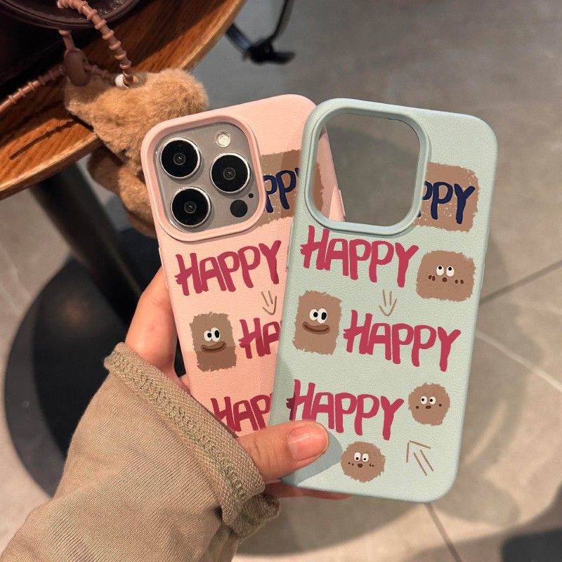 Litchi Pattern Happy Cookie for Apple 15Pro Phone Case iPhone13/14Pro Max Drop-resistant 12 Women - Image 5