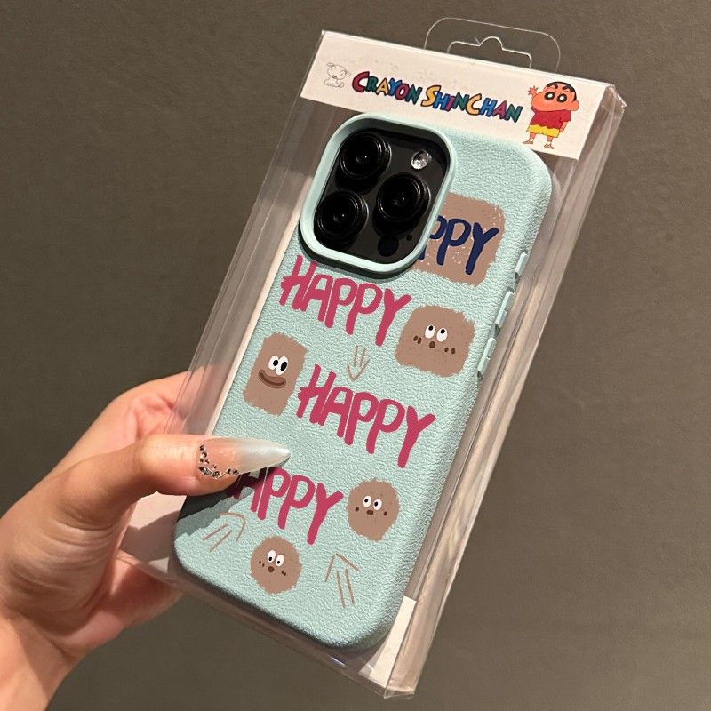 Litchi Pattern Happy Cookie for Apple 15Pro Phone Case iPhone13/14Pro Max Drop-resistant 12 Women - Image 4