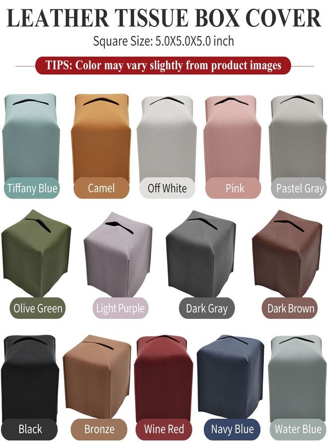 Livelab Tissue Box Cover, Modern Square Decorative PU Leather Facial Paper Case Organizer Holder Dispenser for Bathroom, Vanity Countertop, Night Stands, Desk, Car 5X5X5'' | Camel - Image 5