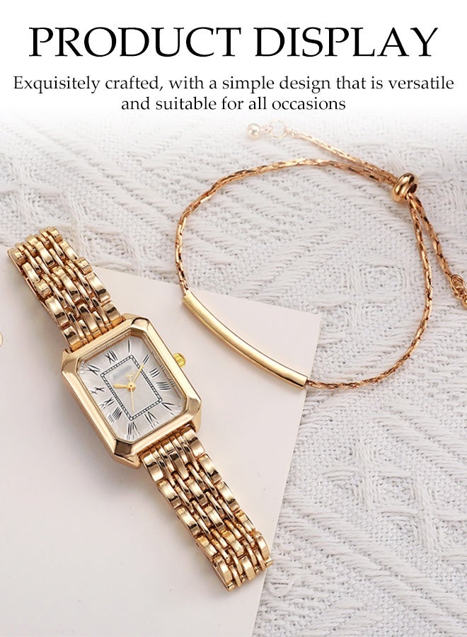 DUNISO Women's Quartz Watch and Bracelet Set,Simple Square Quartz Wristwatch with Stainless Steel Bracelet, Gift for Women Gift - Image 5