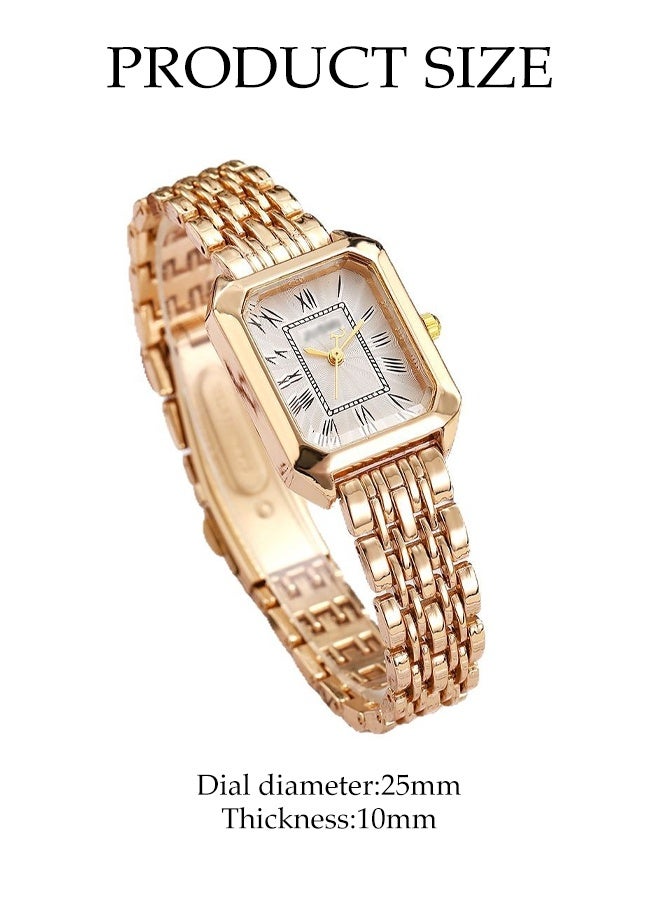 DUNISO Women's Quartz Watch and Bracelet Set,Simple Square Quartz Wristwatch with Stainless Steel Bracelet, Gift for Women Gift - Image 2