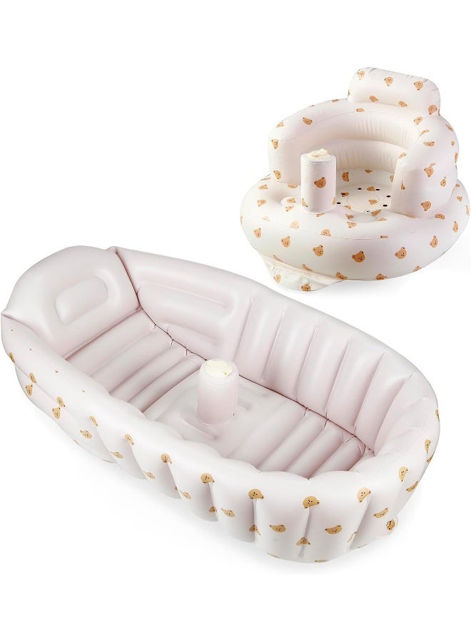 PandaEar 2Pack Baby Inflatable Bathtub & Baby Seat for 3 Months+ - Image 1