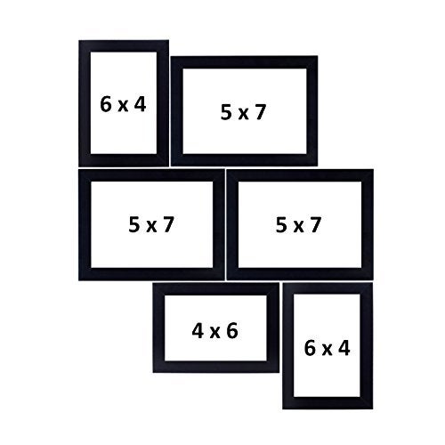 Stuthi Arts Wood MDF Photo Frame With Glass (Black,6 Photos), Wall Mount, Pack of 1 - Image 1