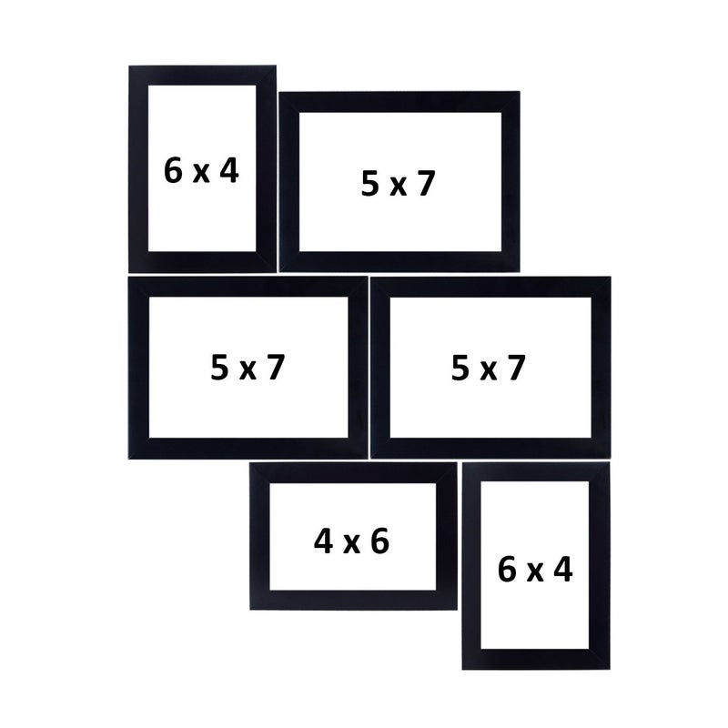 Stuthi Arts Wood MDF Photo Frame With Glass (Black,6 Photos), Wall Mount, Pack of 1 - Image 4