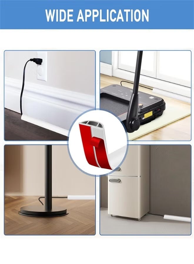 تجويف كابل غطاء السلك الأرضي، 2 متر مخفي سلك ذاتي اللصق أرضي منخفض لإدارة الكابلات الأرضية غطاء سلكي أرضي غطاء سلكي كهربائي أرضي لأغطية الأسلاك الكهربائية للمكاتب المنزلية مكاتب المرآب صالة الألعاب الرياضية - Image 2