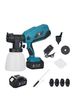GearZone GearZone Cordless Paint Sprayer with 2 Batteries 21V 4.0Ah, Cordless Spray Paint Machine with 5 Nozzles and 1000ml Bottle, High Pressure Electric Sprayer for Home Furniture (Blue)  - Image 1